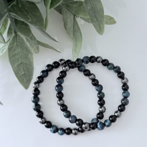 armband - unisex  / obsidiaan / hematiet / valkenoog
